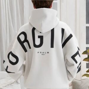 GLO Essentials White 'FORGIVEN' Graphic Hoodie